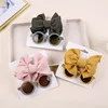 2Pcs/Set Children Baby Headband For Girls Elastic Knit With Sunglasses Newborn Turban Soft Kids Bow Headwear Hair Accessories 1