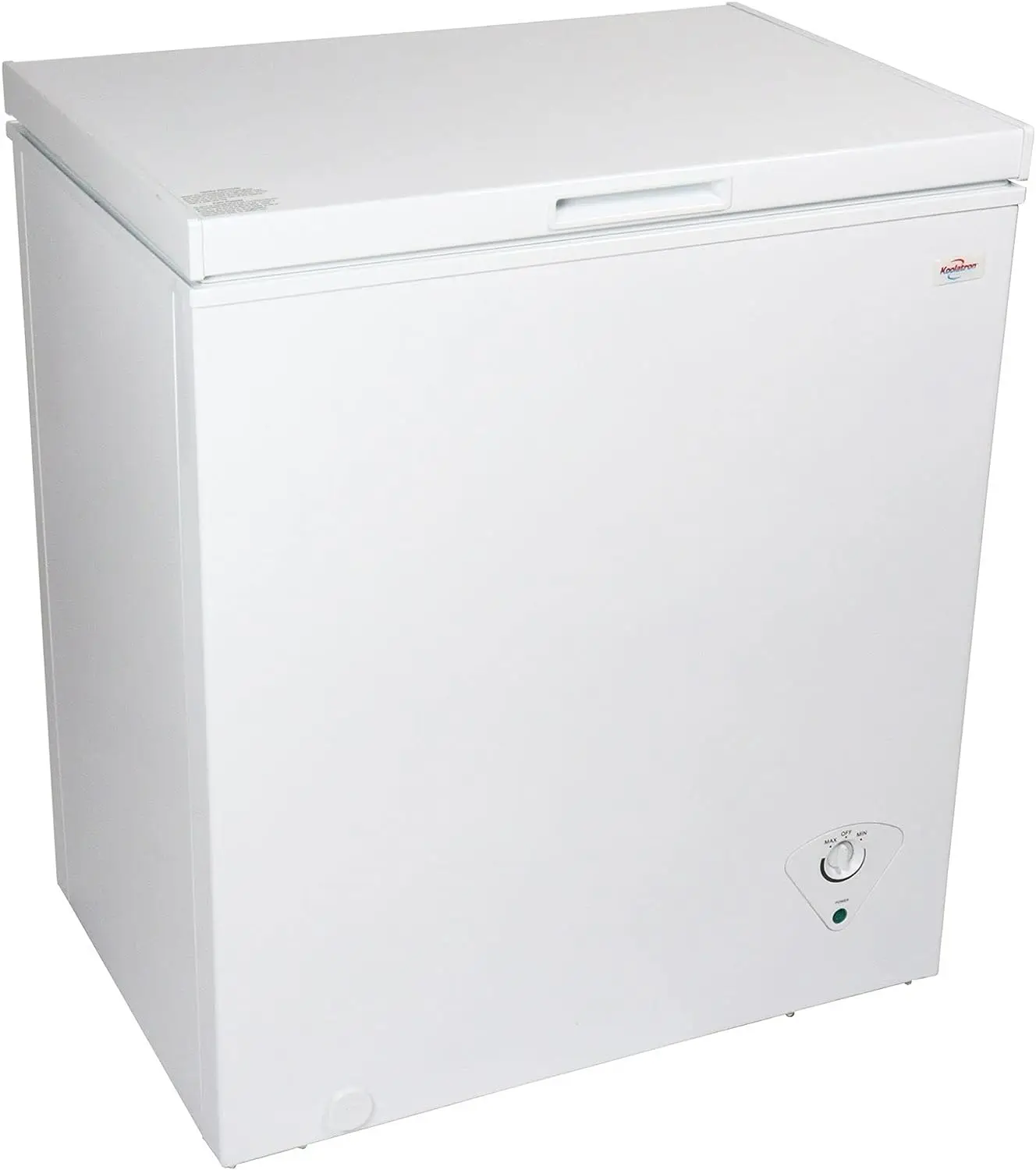 

Chest Freezer, 5.0 cu ft (155L), White, Manual Defrost Deep Freeze, Storage Basket, Space-Saving Flat Back, Stay-Open Lid, Front