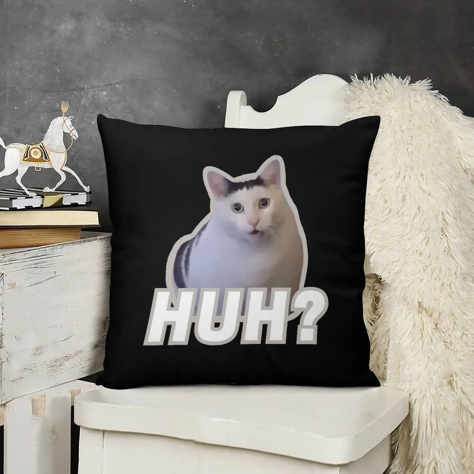 Ха кошачий мем ха? Диванная подушка в клетку диванная наволочка