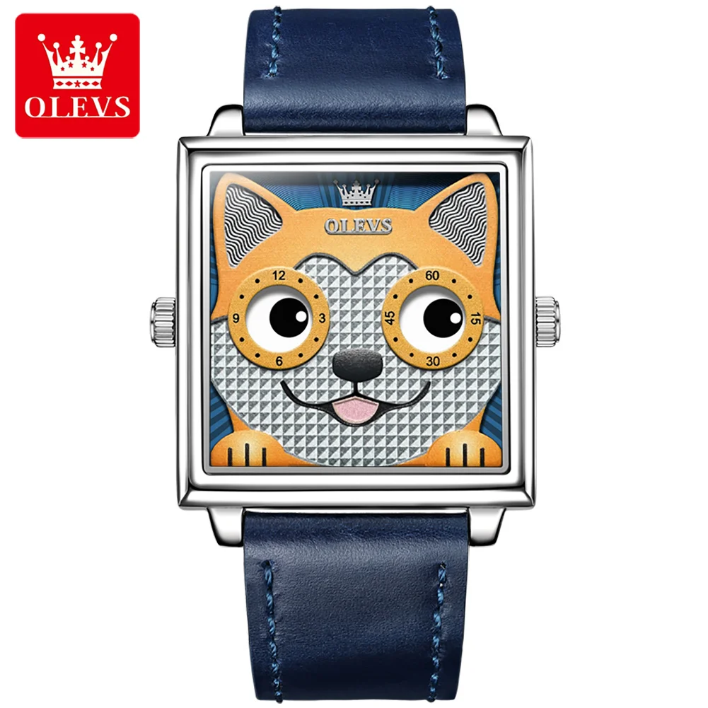 OLEVS Top Brand Trendy Funny Watch for Men Couple Waterproof Quartz Wristwatch Kawaii Cartoon Dog Watches Fashion