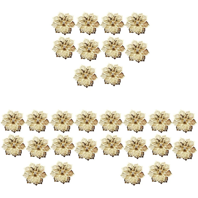 

30Pcs Flower Design Napkin Rings Metal Gold Napkin Buckle Napkin Ring Holder Hotel Wedding Party West Dinner Table