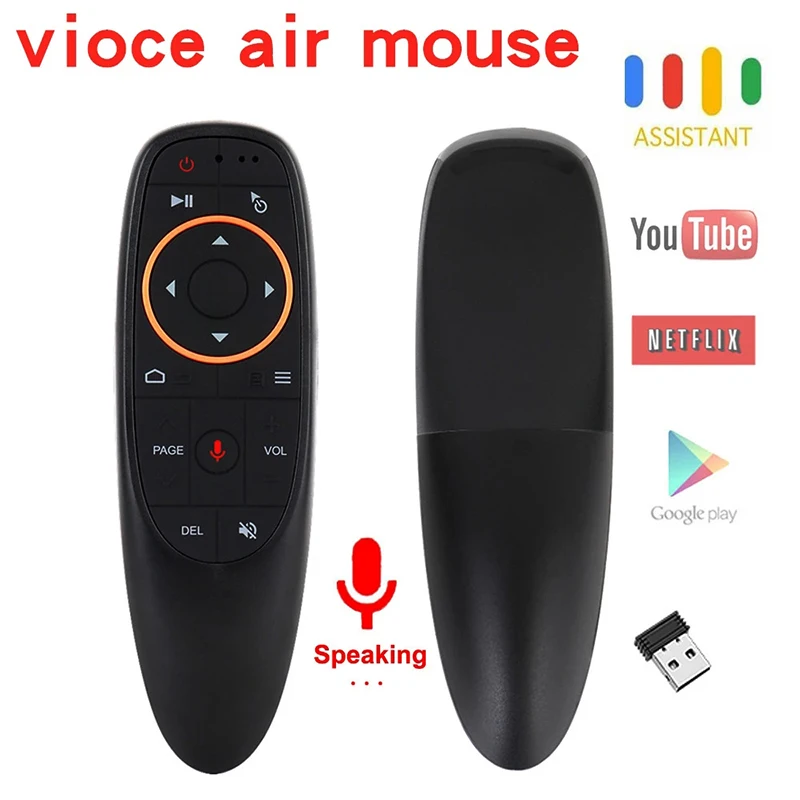 2.4G Wireless Air Mouse Google BT5.0 Voice Remote Control Microphone IR Learning 6-axis Gyroscope for Android 11 10 9 TV BOX