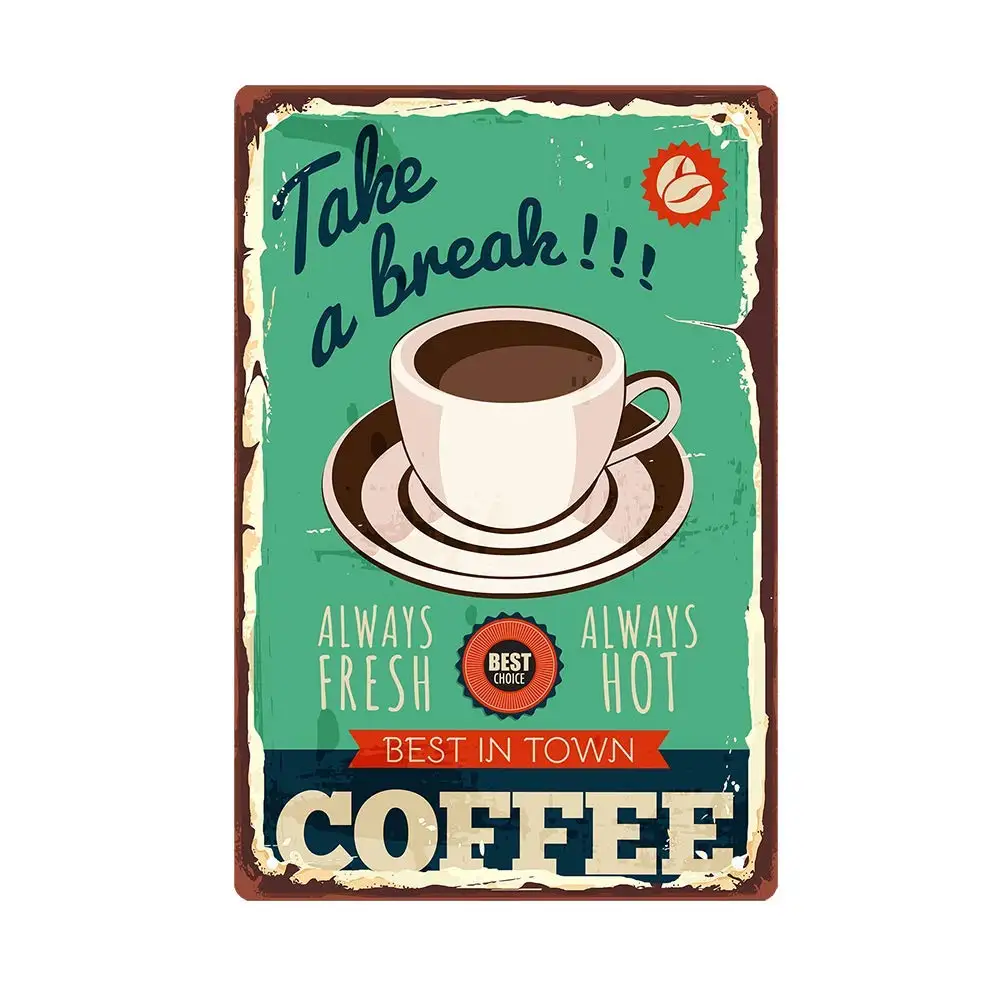 Kalynvi винтажный кофейный жестяной знак для бара, паба, фермы, дома, ретро-постер для кофе, табличка, металлический знак, декоративная стена 12 дюймов X 8