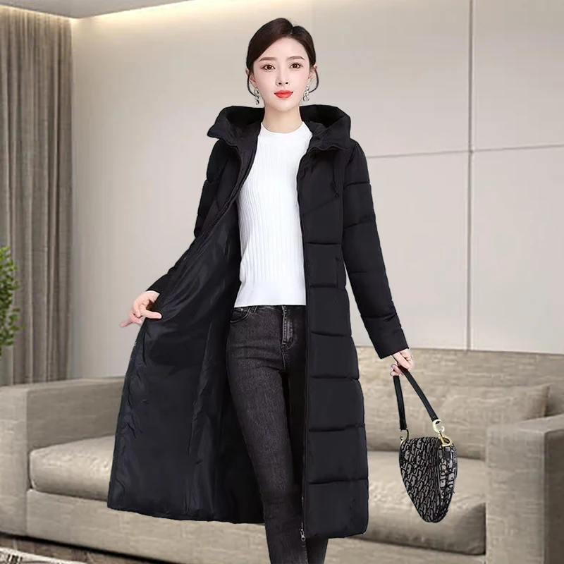 Женская зимняя парка пуховое хлопковое пальто с капюшоном на молнии модная