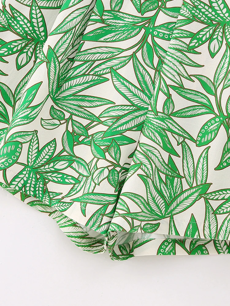 PAILETE Women 2023 fashion pleated print shorts vintage high waist side zipper female short pants mujer