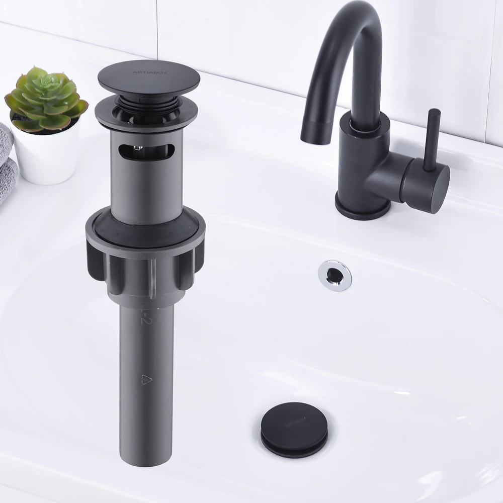 

New Bathroom Faucet Vessel Vanity Sink Pop Up Drain Stopper with Overflow Black Lavatory Basin Sink Pop Up Drain Waste Drainer