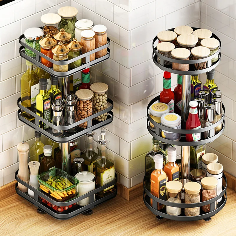 

Rotating Lazy Susan Cabinet Organizer Seasoning Bottle Kitchen Turntable Spice Holders Rack Rotatable Storage Container Shelf