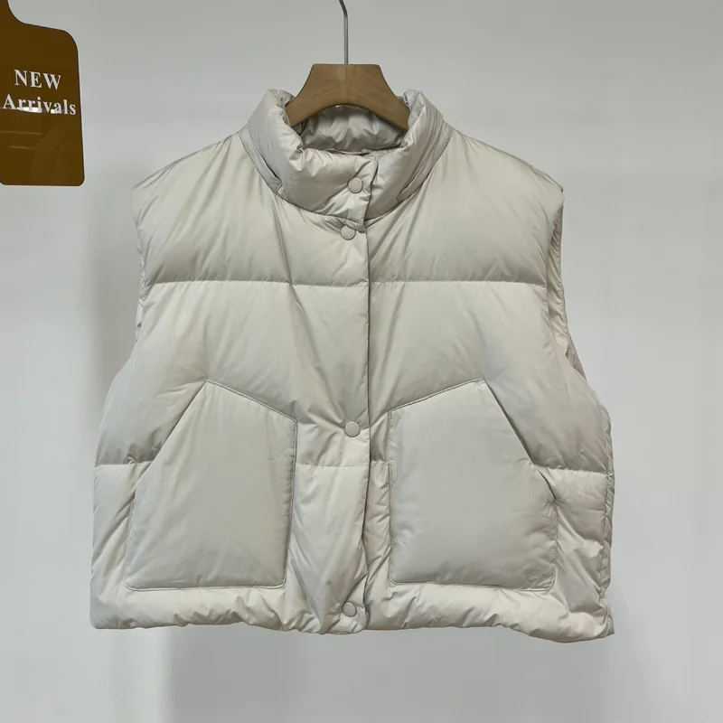 

Autumn and Winter New Casual 90 White Duck Down Fluffy and Soft Stand Collar Wide Shoulders Down Jacket Vest