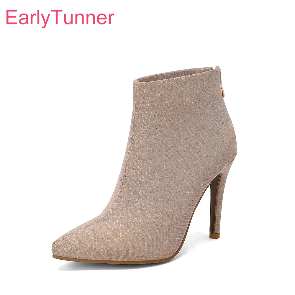 Женские ботильоны на высоком каблуке зимние полусапожки абрикосового и черного