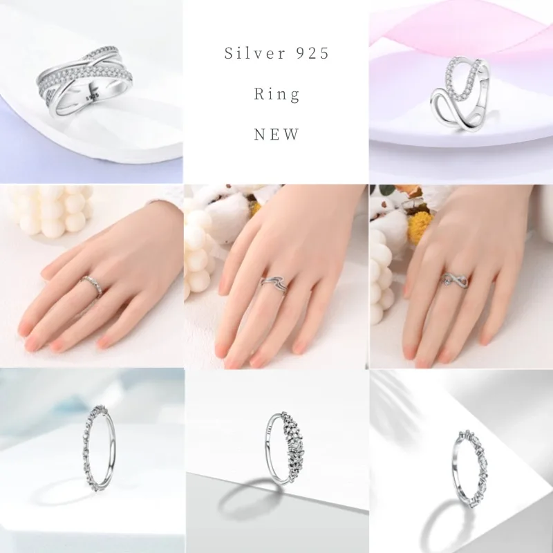 Simple Ring For Women Original 925 Silver AAA Radiant Zircon Stackable Sparkly Thread Wedding Anniversary Jewelry Gift