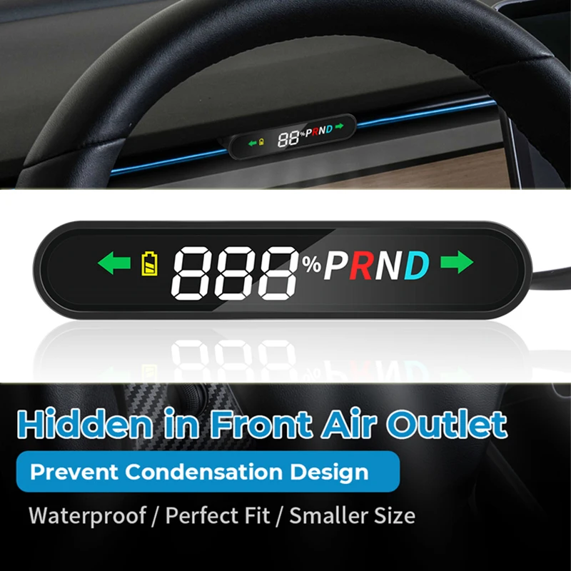 

Hidden HUD Head-up Display for Tesla Model 3 Model Y Smart Speed Gear Position LED Turning Light Battery Free Software Upgrade