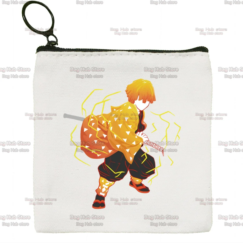 Kimetsu No Yaiba Canvas Creative Small Coin Purse Funny Simple Key Coin Purse for Men and Women Fashion Style Cute Coin Purse