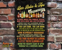custom wood appearance metal bar signbar rules for drinkers and dummies antiquestyle funny metal sign