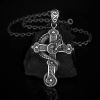 gothic skull cross necklace stainless steel retro biker men skull dragon pendant necklace jewelry goth accessories wholesale