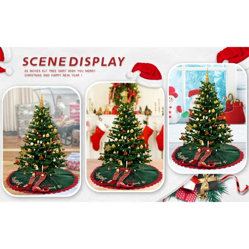 Юбка Рождественская елка 24/36/48 дюймов чехол для ног XmasTree с мультяшным эльфом