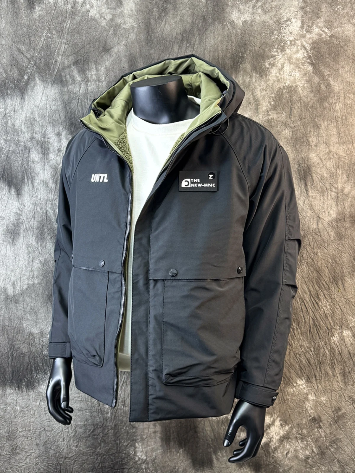 Winter New Men's Cotton-Padded Jacket Cargo Hood Fashion Double-sided Trendy Two Cotton