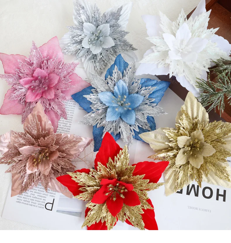 

2023 популярные рождественские цветы, искусственные украшения, искусственные цветы