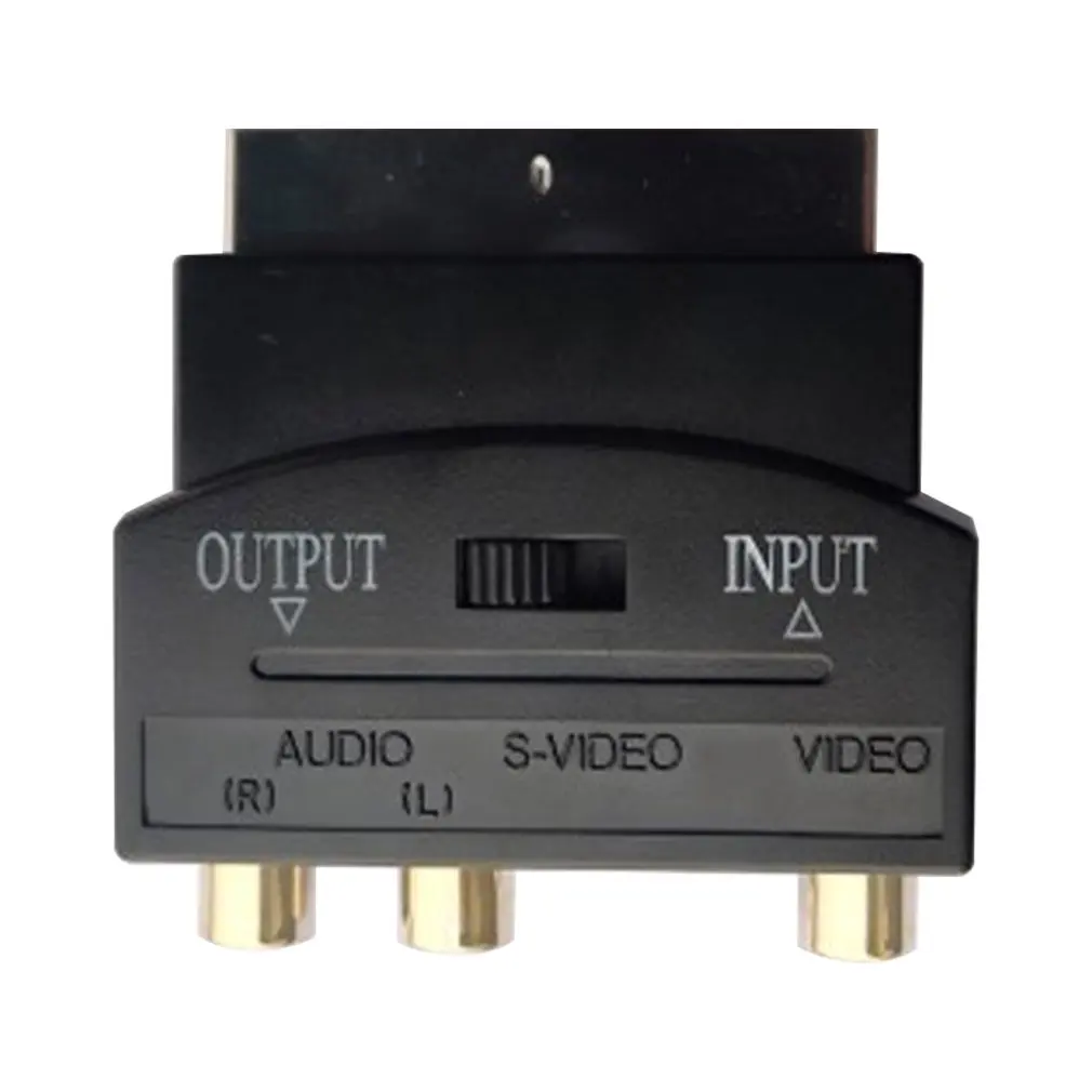 SCART Adaptor AV Block To 3 RCA Phono Composite S-Video With In/Out Switch Scart to SVHS Adapter for Video DVD Recorder
