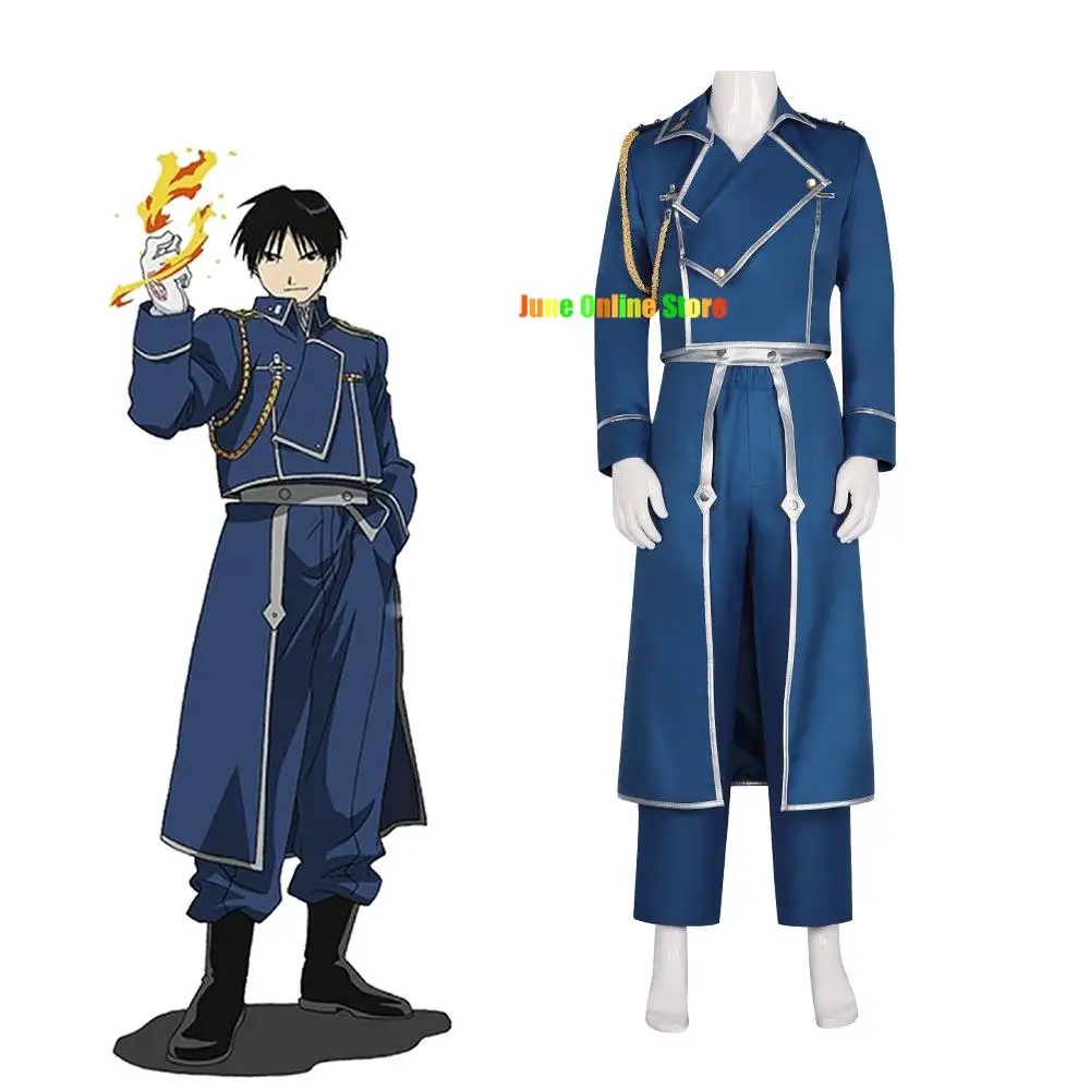 

Anime Fullmetal Alchemist Cosplay Roy Mustang Costumes Military Uniform Suit Coat + Pants + Apron