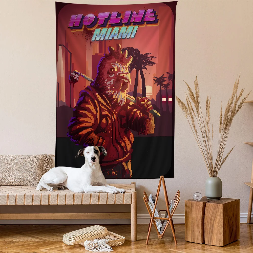 Hotline Майами аниме гобелен хиппи цветок настенные ковры Декор для спальни дешевый