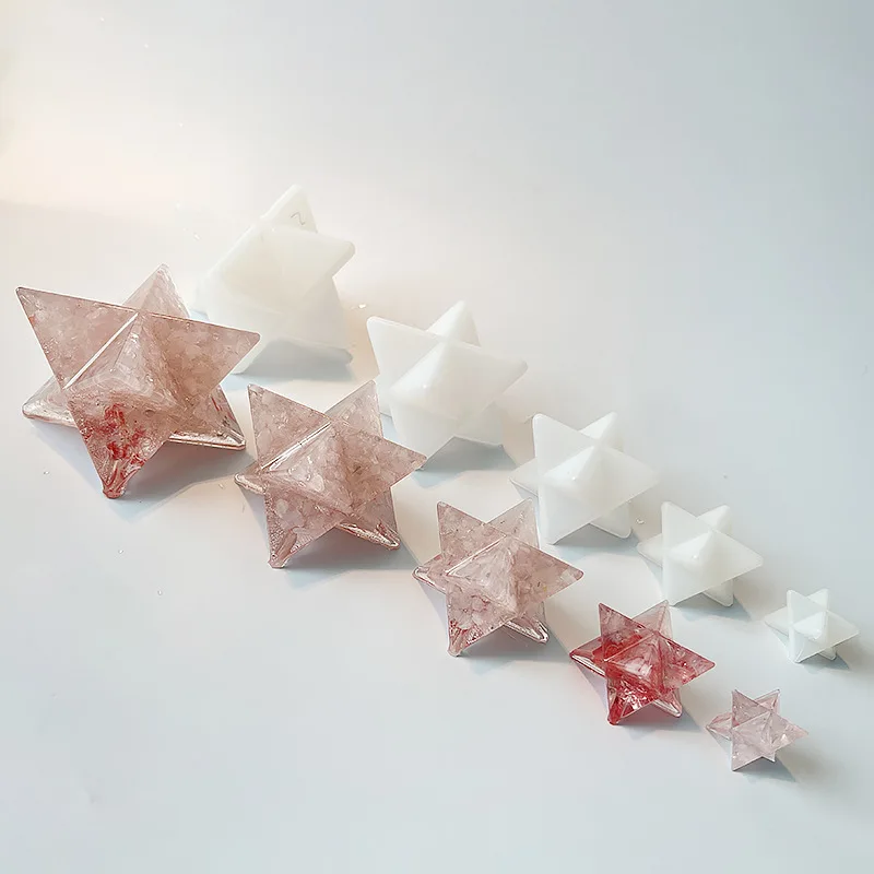 Сделай Сам эпоксидная смола капля Меркаба звезда Хрустальная форма Шесть звезд