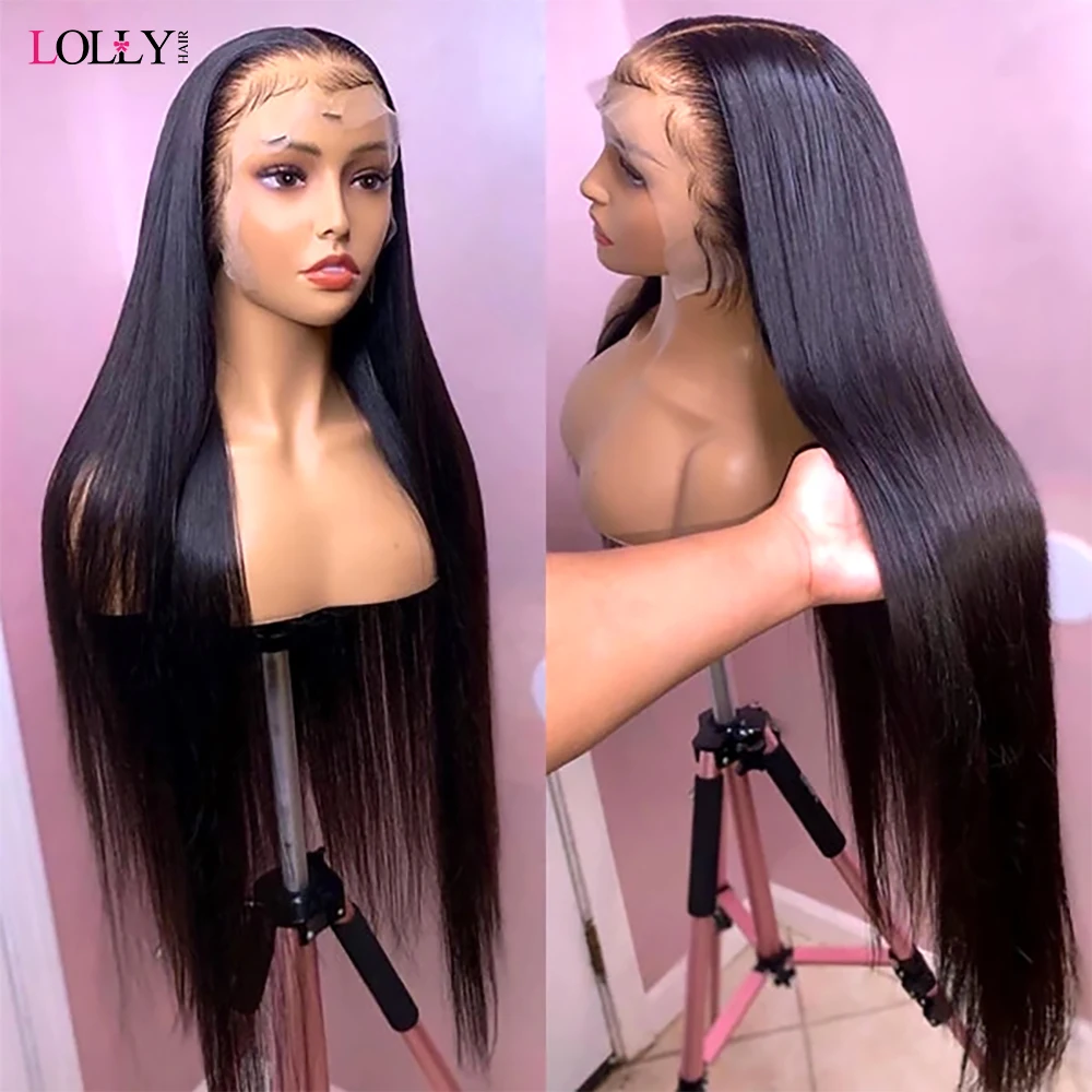 Lolly 250 Density Straight Lace Front Wig 13x4 HD Transparent Lace Frontal Wig Brazilian Human Hair Wigs For Women Pre Plucked