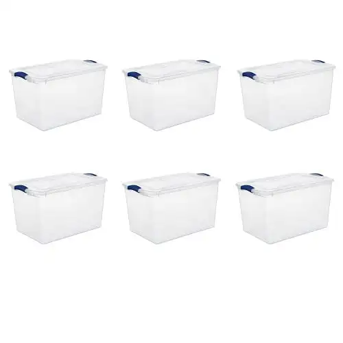 

Sterilite 66 Quart. Latch Box Plastic, Stadium Blue, Set of 6 Storage Box