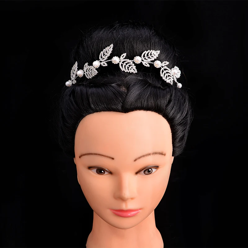 

Tiaras And Crowns HADIYANA Hair Jewelry Wedding Leaves And Pearl Design For Women Luxury Elegant BC5011