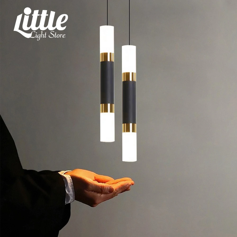 

Pendant Lamp Led Modern Minimalist Bubble Crystal Hanging Lights Dining Room Cylinder Long Tube Pendant Lights High Ceiling