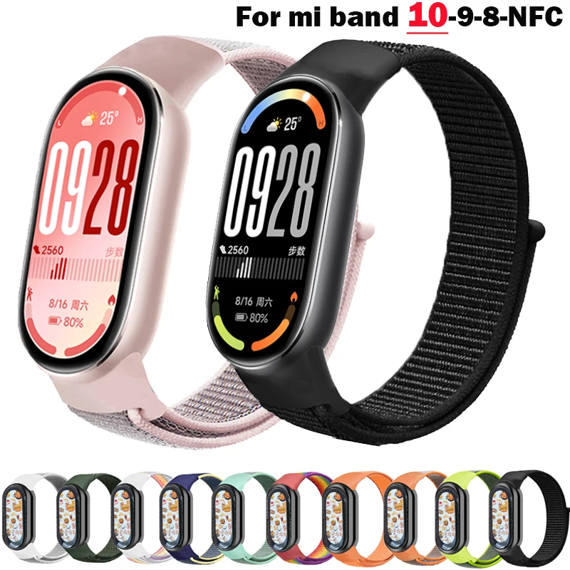 Фото Нейлоновая петля для умных часов Xiaomi mi Band 10, спортивные умные часы miband10, дышащие часы, сменный браслет Correas mi Band 9-8-NFC №2