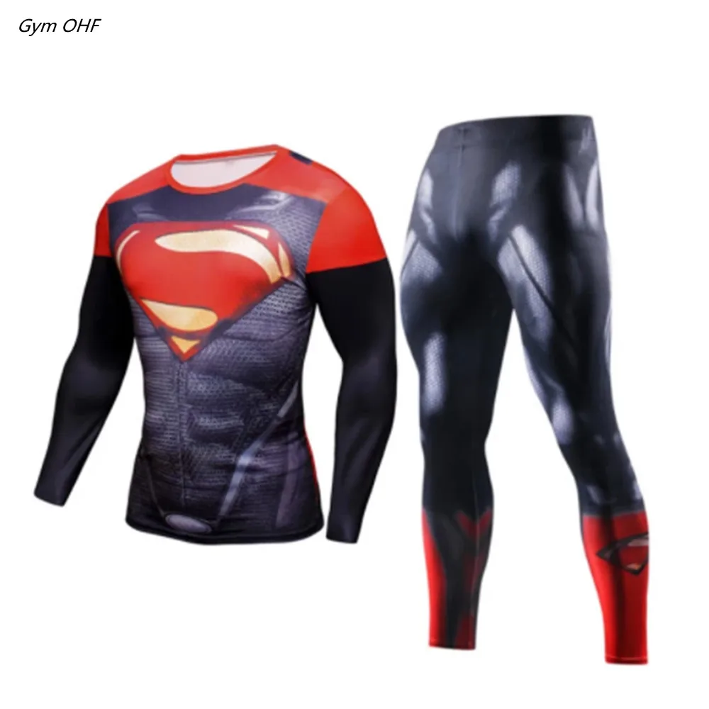 Супергерой 3D мужской спортивный костюм для тренажерного зала фитнеса