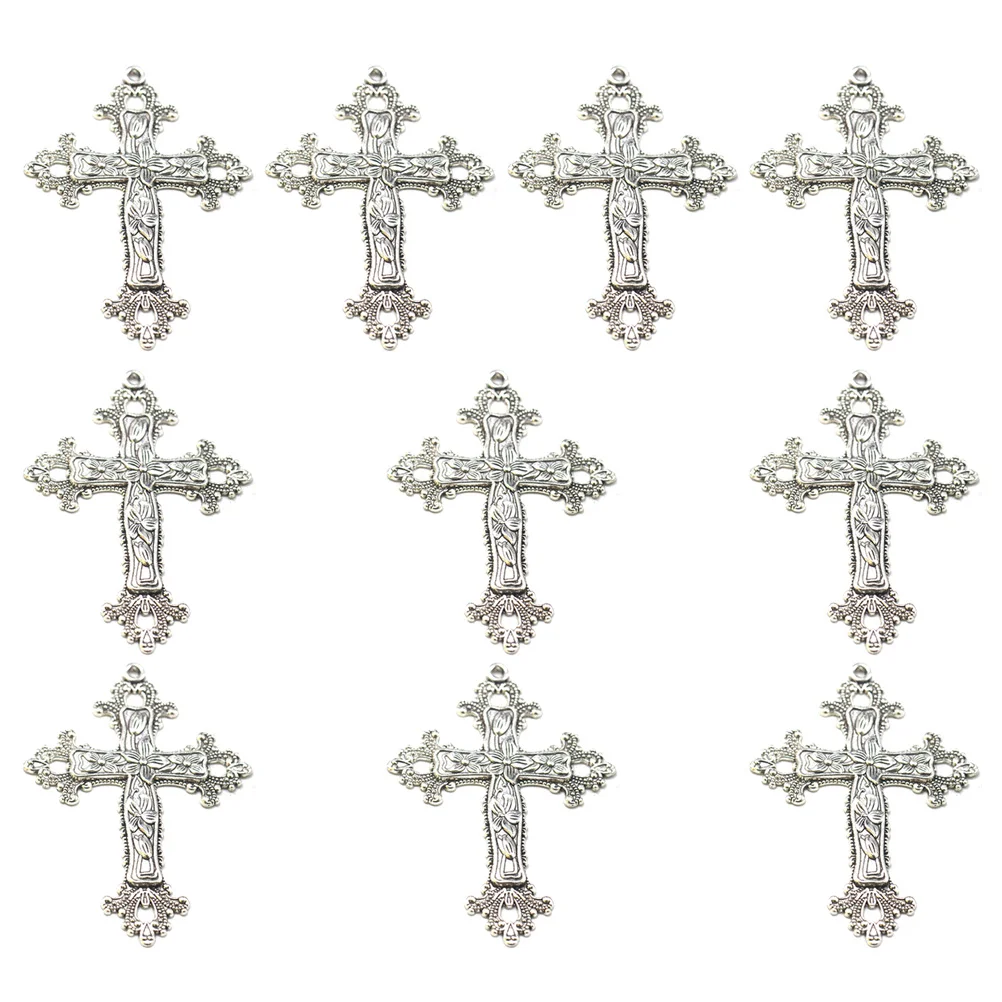 

10 Pcs Metal Charms Craft Cross Crafts Pendant Fashion Jewelry Bracelet Necklace Vintage Religious Making Findings