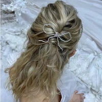 handmade rhinestone big bow knot hair comb clips wedding hair jewelry for women crystal bridal geometric hairpins headwear gift