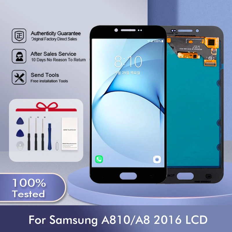 

ЖК-дисплей с сенсорной панелью и дигитайзером в сборе для Samsung Galaxy A8 2015, A800, OLED-дисплей с инструментами, 1 шт.