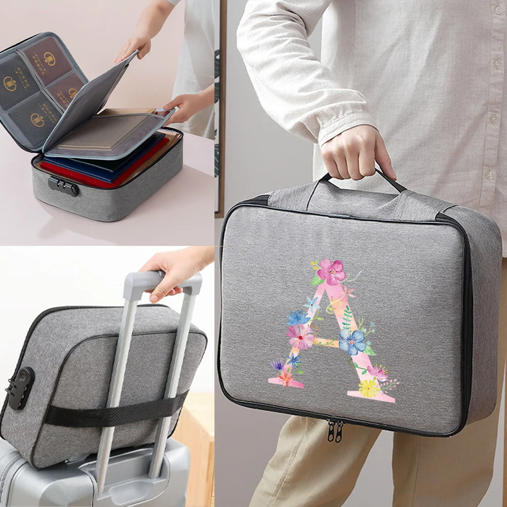 Document Organizer Folder Case Lockable Storage Briefcase Multi-layer File Lockbox Multifunctional Travel Home Passport Handbag