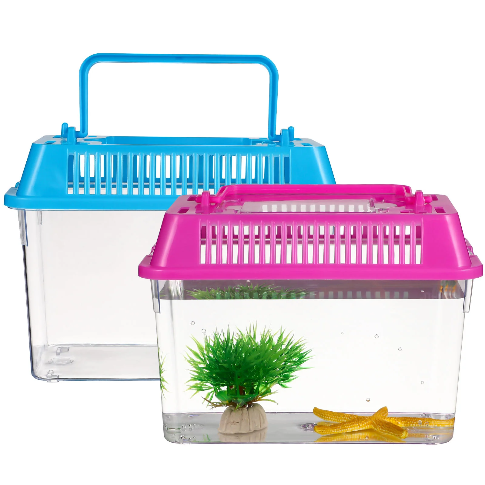 

4 Pcs Breeding Box Mini Portable Fish Tank Child Plastic Containers Turtle Tortoise Living Aquarium Aquariums