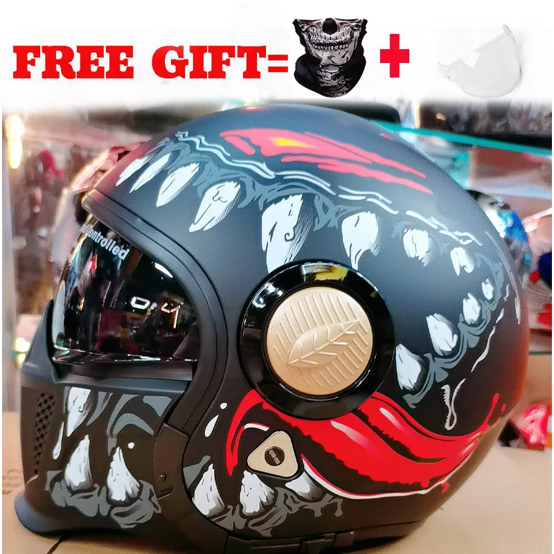 Новый мотоциклетный шлем винтаж Casco Moto Black Warrior - комбинация полного и половинного крейзинга, шлема моторкросс для мужчин 01.