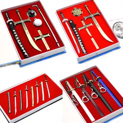 

Цельное оружие, Луффи Зоро, набор мечей, модель в японском стиле, брелок из настоящей стали, кольцо, подарок на день рождения, игрушка для мальчиков