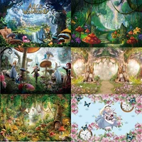alice in wonderland backdrop girls baby shower happy birthday party forest photograph background photo banner decoration prop