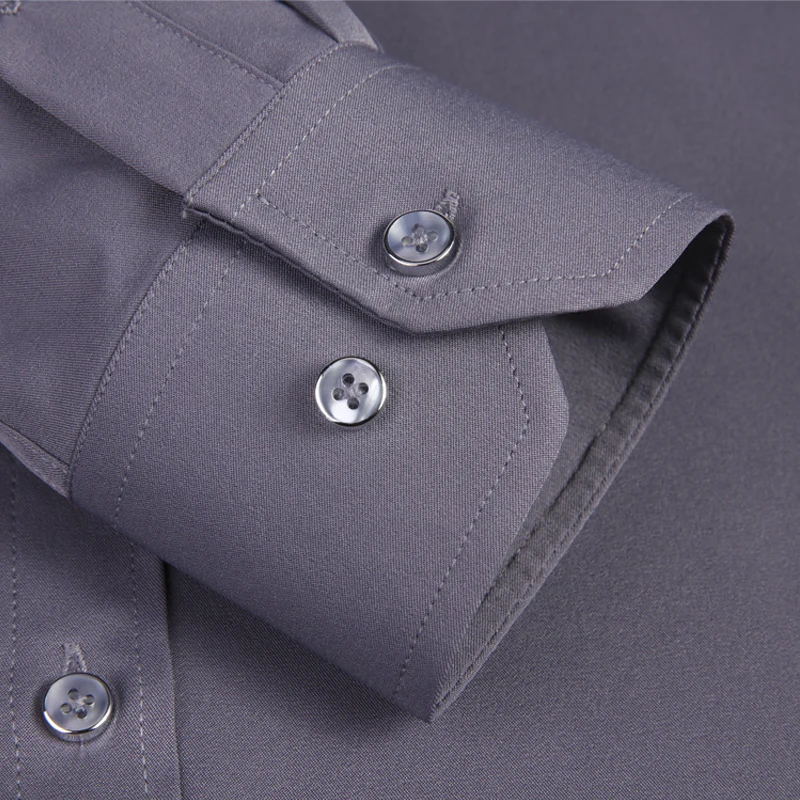 Elastic breathable spring and autumn long sleeve shirt men's iron free new solid business casual shirt slim professional wear