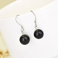 kissitty black round glass imitation agate brass dangle earrings for women trendy hook earrings jewelry finding gift