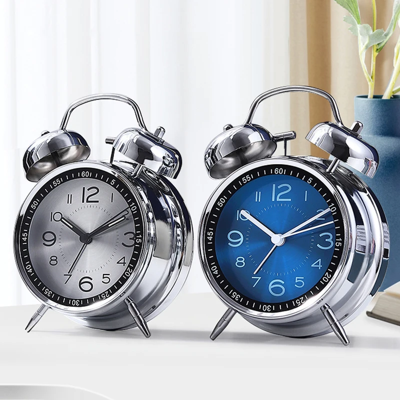 Metal Frame Dial With Backlight Battery Operate Desk Table Alarm Clock For Home And Office