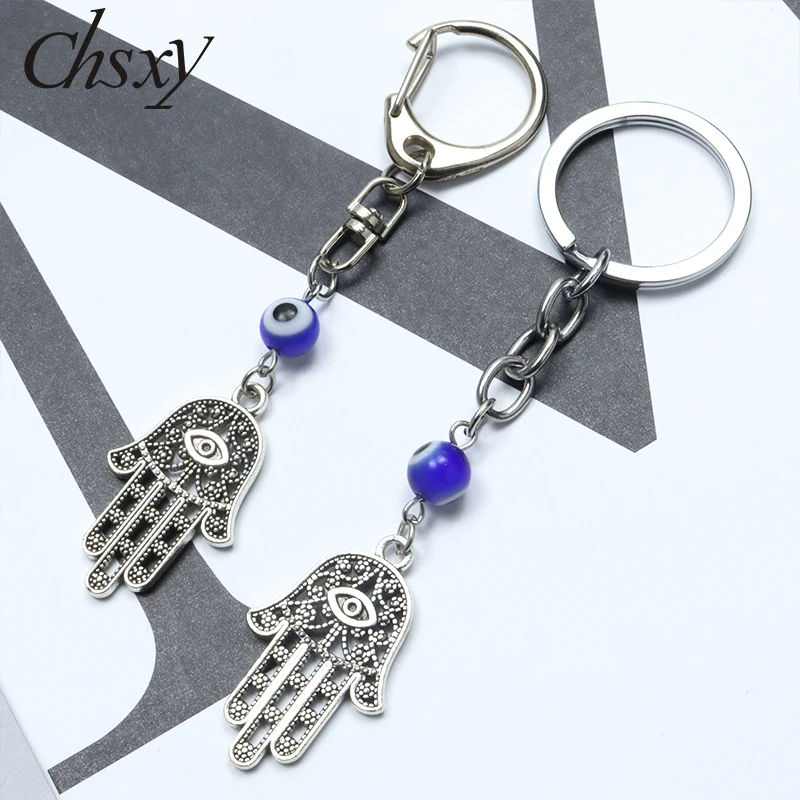 

Hamsa Hand Keychain Evil Eye Alloy Punk Pendant Bag Car Key Holder Turkish Luck Keyring for Women Men Jewelry Accessories Gifts