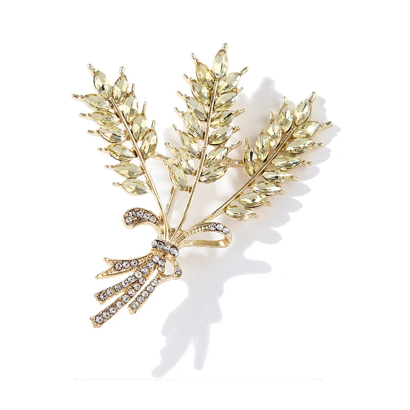 

Golden Wheat Ear Brooch Pin Charm Rhinestone Fashion Pearl Zircon Brooch For Unisex Child Women's Clothing Decorate Accessories