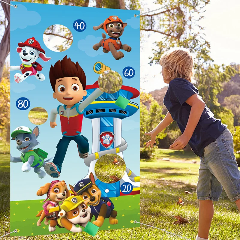 

Paw Patrol Animation Theme Party Funny Throw Game Banner Birthday Party Decoration Children's Party Sandbag Game Background