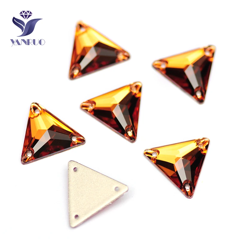 

YANRUO 3270 All Sizes Lt.Smoked Topaz Glass Strass Stones Flat Back Triangle Sew On Crystal Rhinestone Sewing Clothes