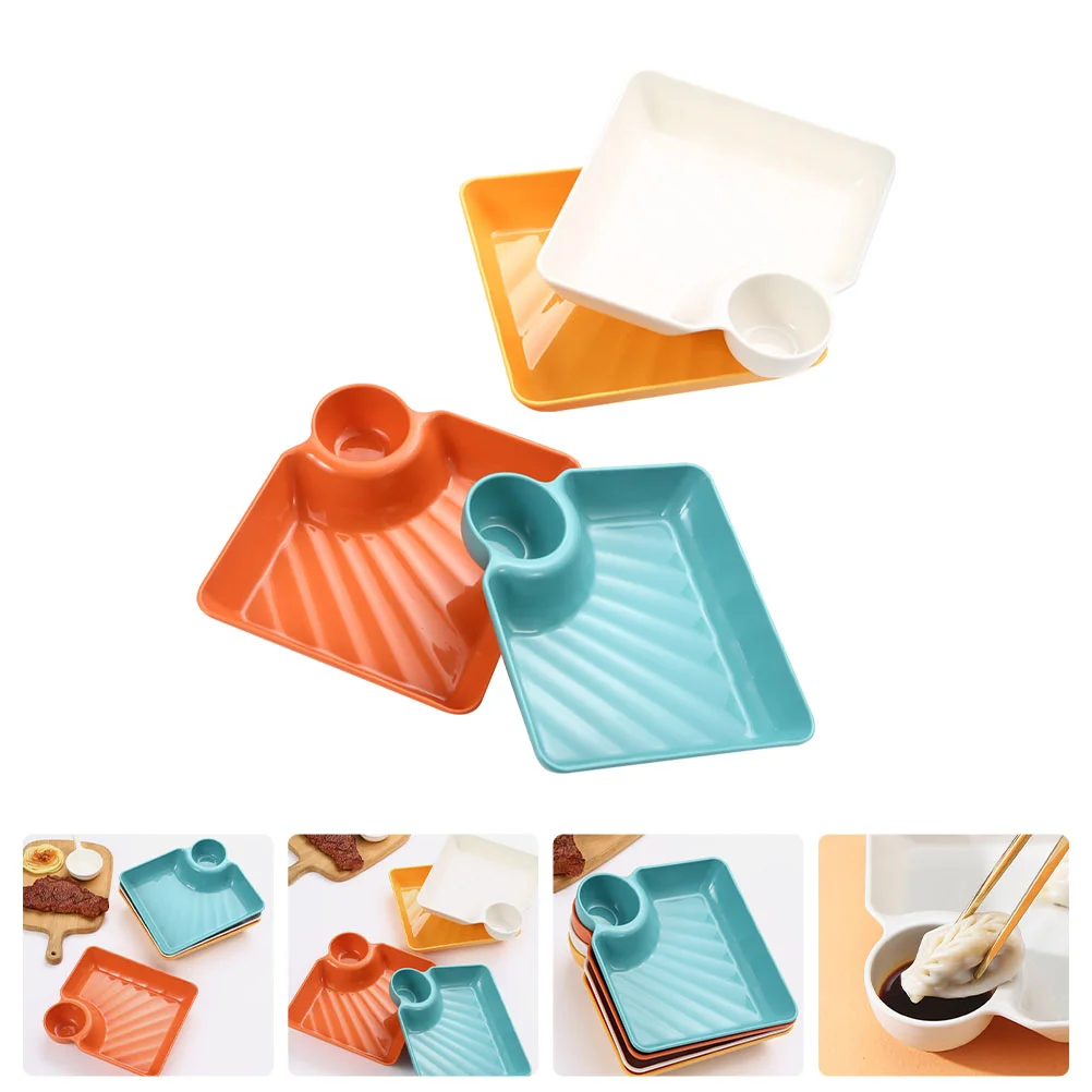 

4Pcs Sushi Dipping Bowls Fruit Plate Ceramic Dumpling Plate Seasoning Plate Appetizer Dish Sauce Dish