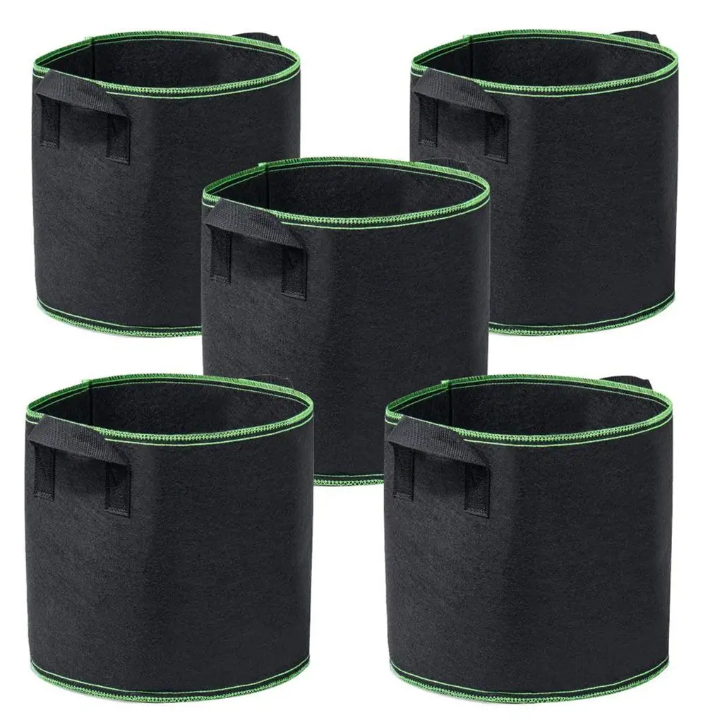 

1/2/3/5/7 Gallon Hydroponic Black Planting Grow Bag Garden Plant Container Pouch Bag Fabric Breathable Pots Plant Pouch Root Bag