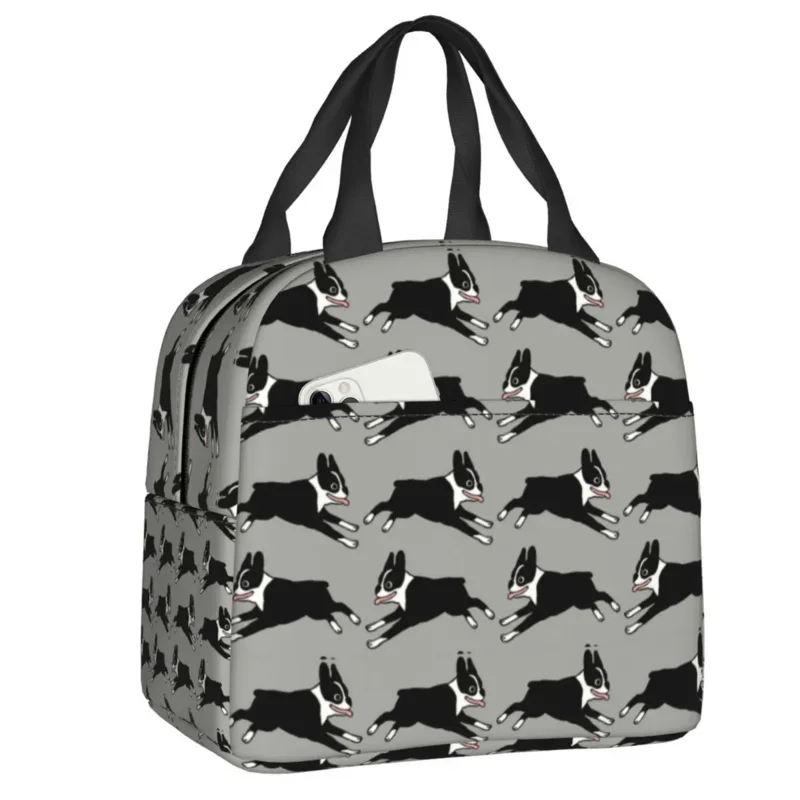 

Jumping Boston Terrier Cartoon Dog Insulated Lunch Tote Bag Puppy Pet Resuable Cooler Thermal Food Lunch Box Kid School Children