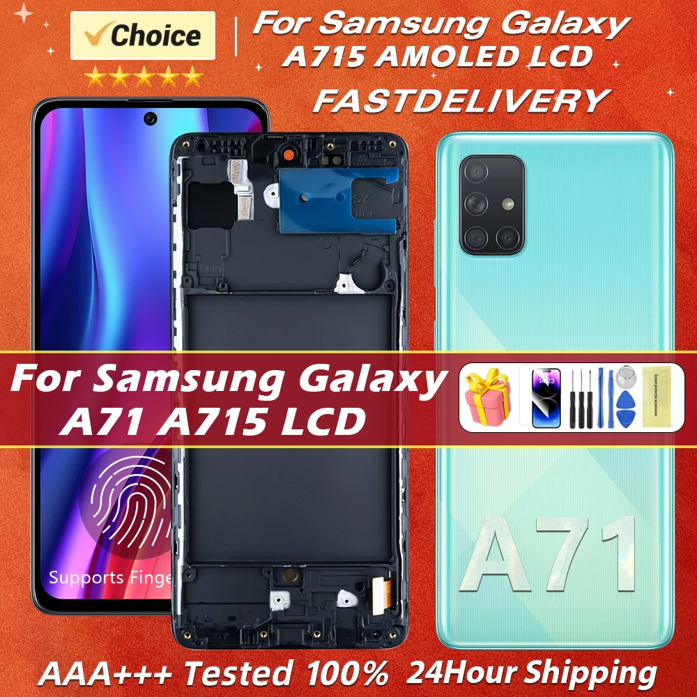 6 7-дюймовый ЖК-дисплей Super AMOLED Для Samsung Galaxy A71 Емкостный Сенсорный Экран Дигитайзер